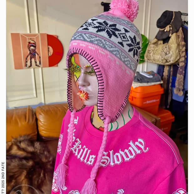 JPN Vintage Pink Ear-Muff Knit Beanie