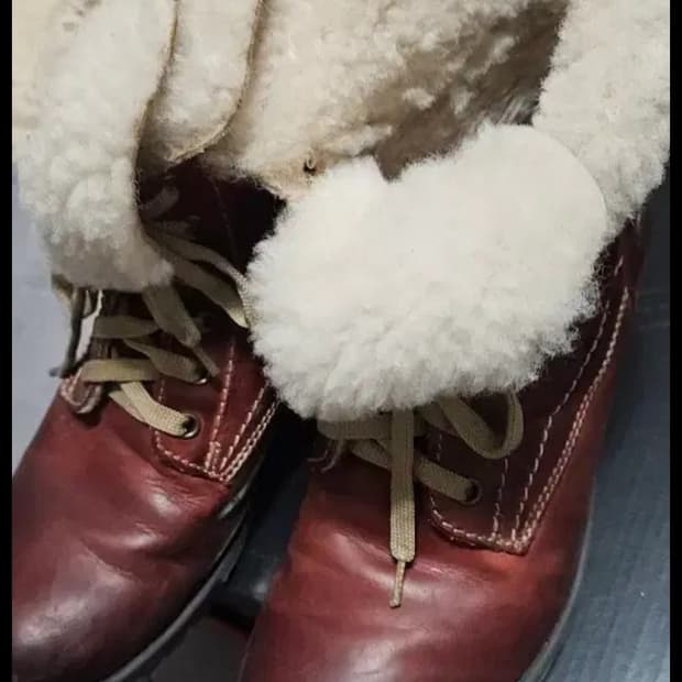 레드 브라운 양모 가죽부츠 37