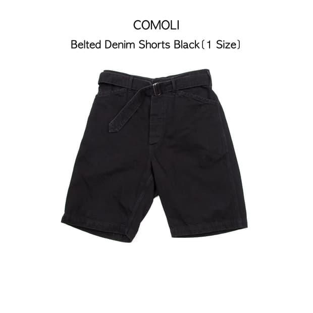 COMOLI 벨티드 데님 쇼츠 블랙