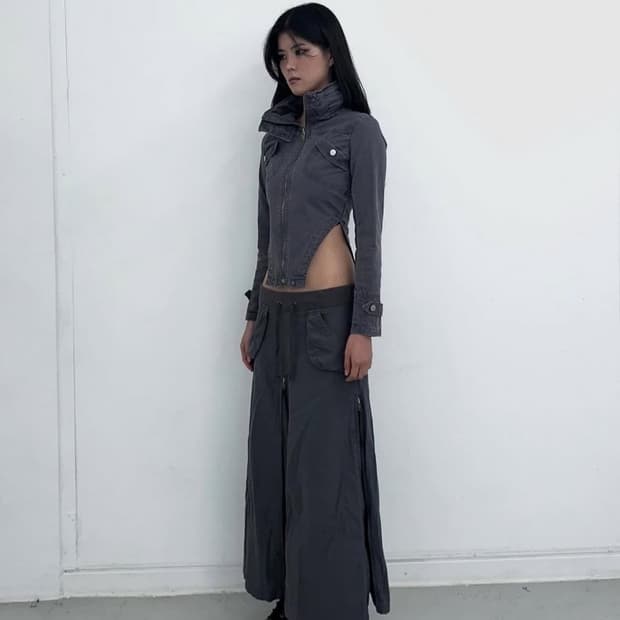 Deepinblue washing cutout jacket