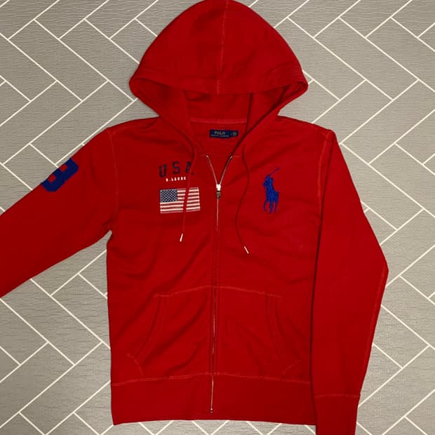폴로 빅포니 성조기 후드집업