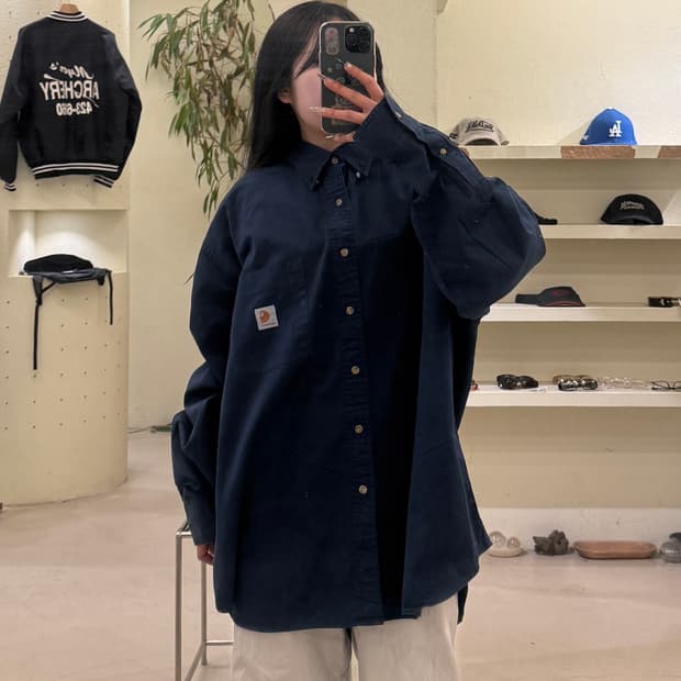칼하트 네이비 원포켓 워크 셔츠 