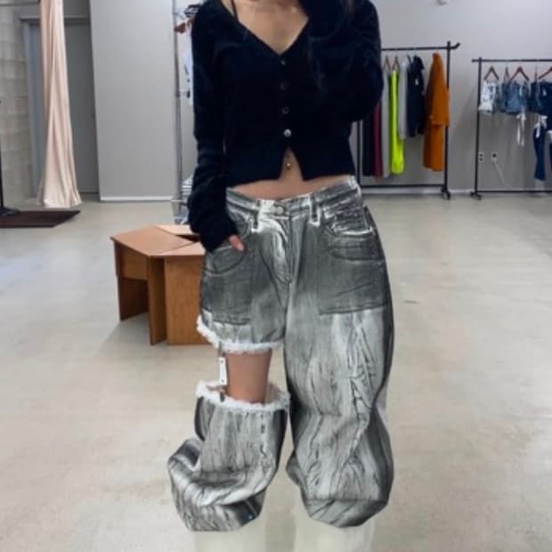 더미스테리어스호텔 크랙 가터 벨트 팬츠