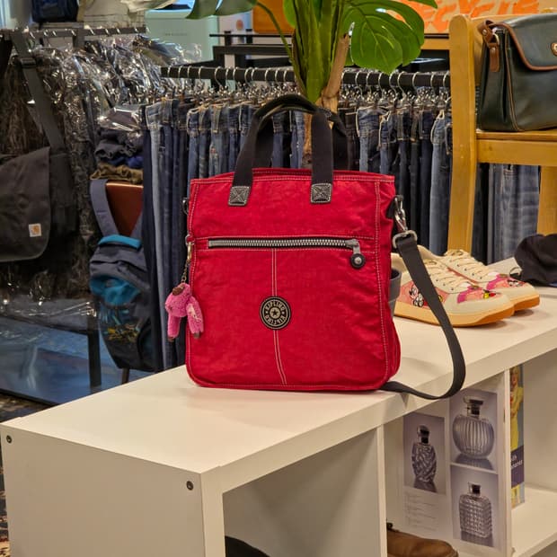 키플링 레드 토트백