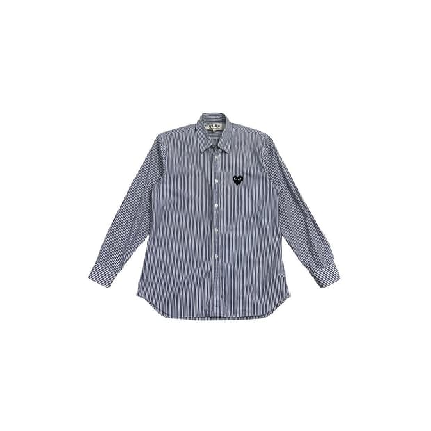 꼼데가르송 스트라이프 셔츠 블랙 하트
