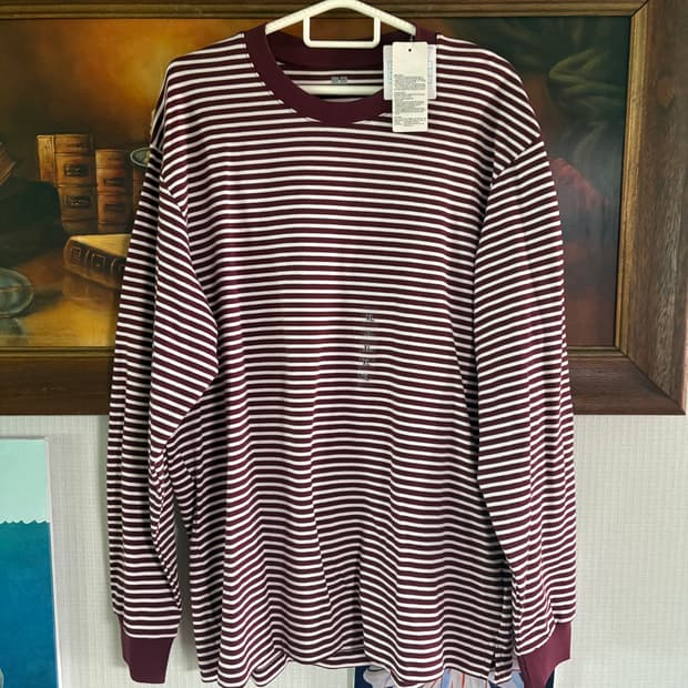 (새상품) 유니클로 버건디 스트라이프 xl