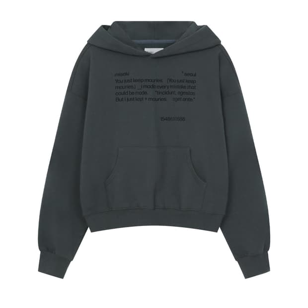 미세키서울 후드24FW Quote sweat hoodie CHARCOAL