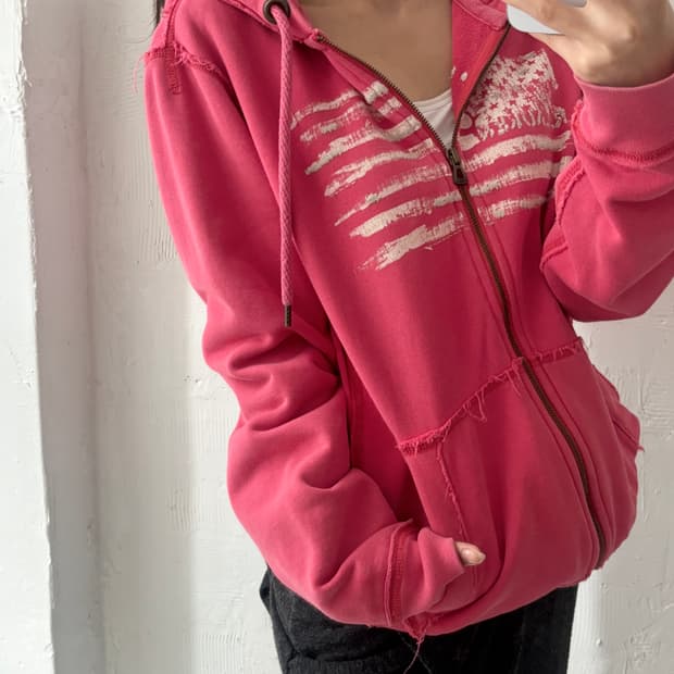 Polo 폴로 랄프로렌 진스 핑크컬러 성조기로고 후드집업