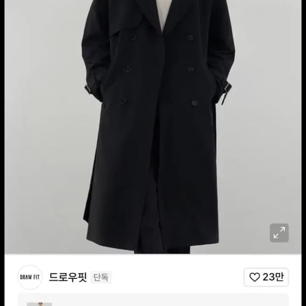 드로우핏 오버사이즈 울 트렌치 코트 [BLACK