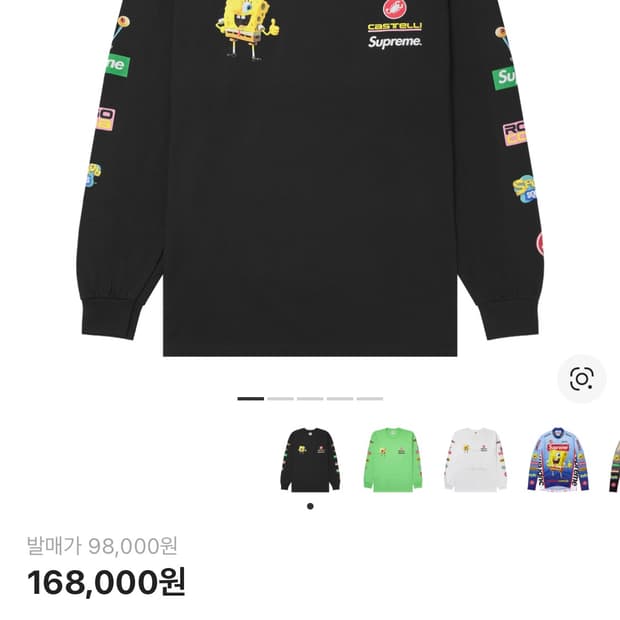 슈프림 스폰지밥 카스텔리 레이싱 롱슬리브 티셔츠