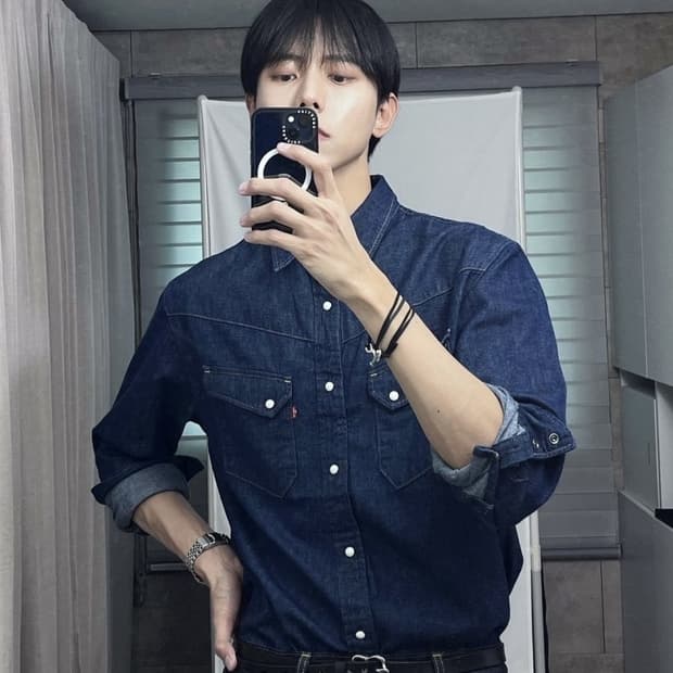 리바이스 lvc 54 롱혼 주우재 웨스천셔츠 연청 S