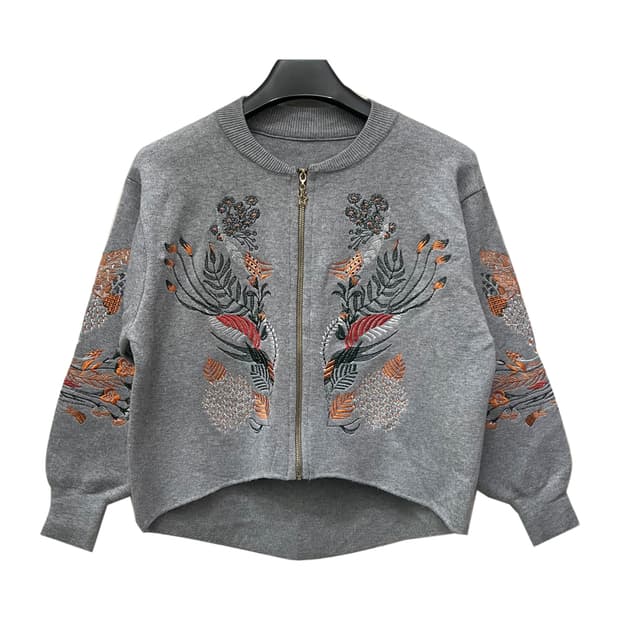 VTG 빈티지 플라워 자수 니트 집업 가디건 FREE