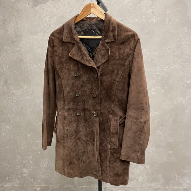 [M] Tomboy 톰보이 브라운 스웨이드 더블 브레스티드 코트