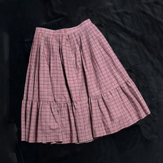 일본빈티지 프릴 미디 스커트