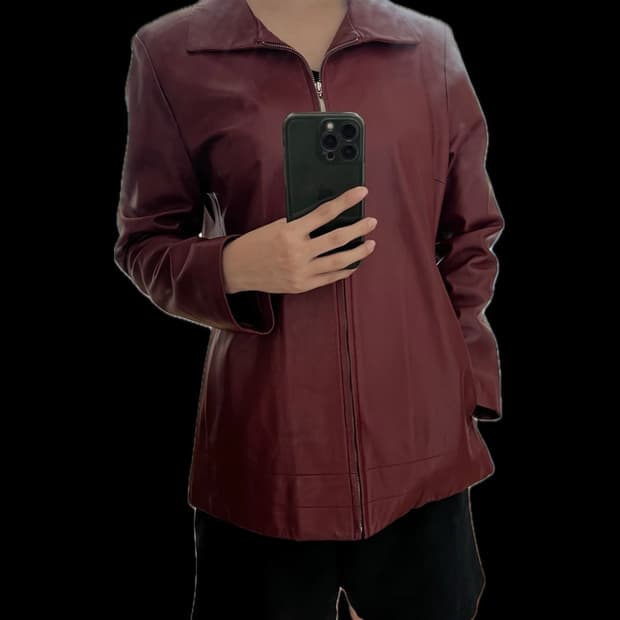 real leather jaket burgundy