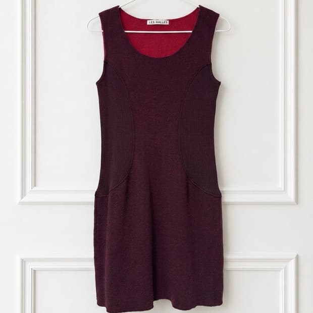 Oree 오르에 프랑스 빈티지 버건디 절개 패턴 원피스 dress
