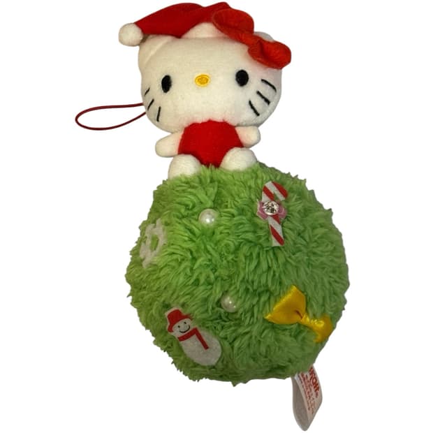 12년 키티 크리스마스 인형키링(그린)/고전키티