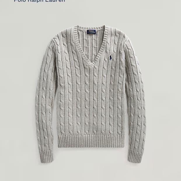 최신형 폴로 랄프로렌 QR택 꽈배기 케이블 브이넥 니트