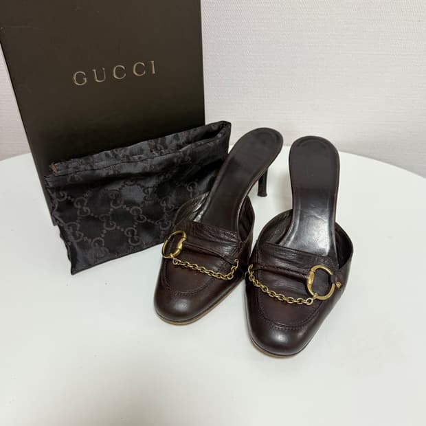 구찌 레더 체인 뮬 ⚡️희귀 y2k 빈티지