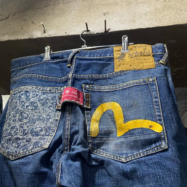 Evisu 에비수 시걸 프린팅 포인트 데님팬츠