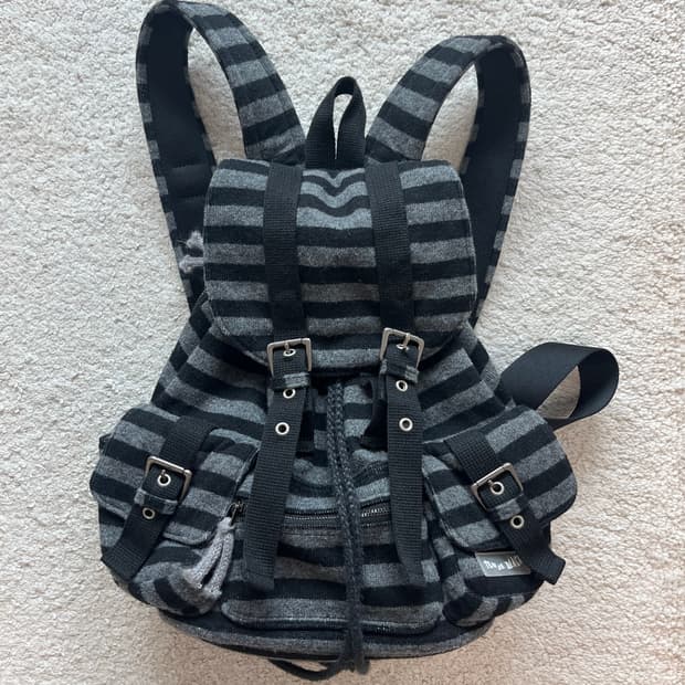 텐스댄스 Wool stripe backpack_ black 