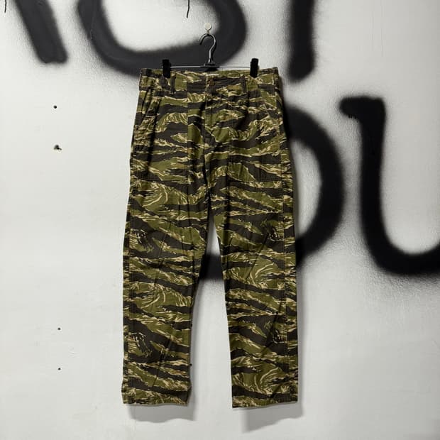 VTG 빈티지 밀리터리 타이거 카모 립스탑 와이드 팬츠