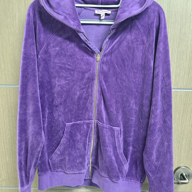 쥬시꾸뛰르 벨벳 후드집업 퍼플