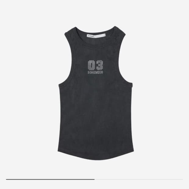 보헤미안서울 03 쥬얼 슬리브리스 탱크탑 차콜