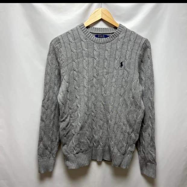 [정품/S] 폴로 랄프로렌 그레이 케이블 꽈배기 니트