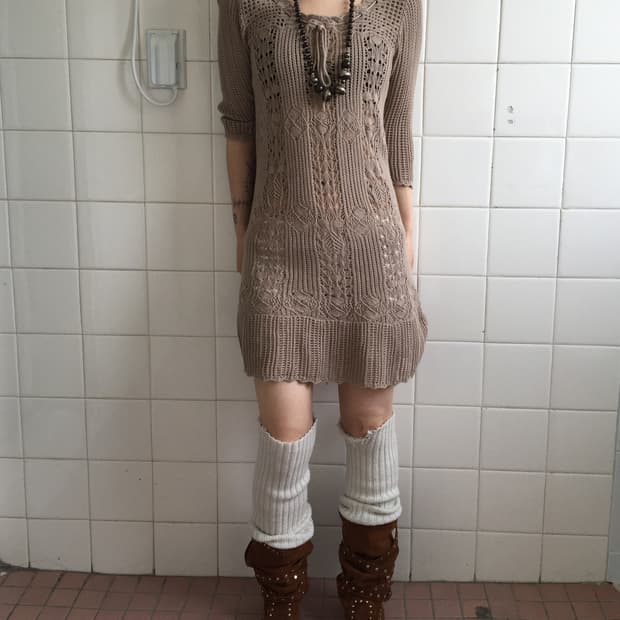 Tied point crochet onepiece