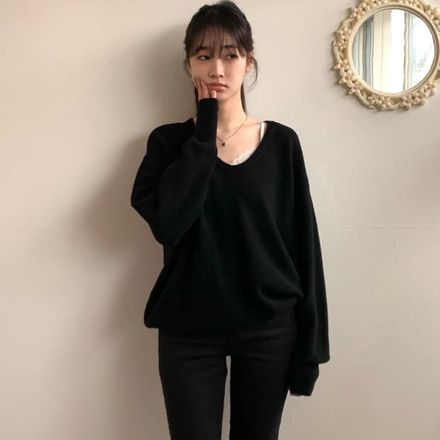 쉬이즈큐트 피크닉 니트 블랙 sheiscute picnic knit