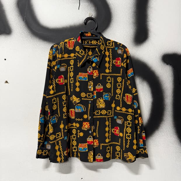 VTG 빈티지 바로크 체인 풀 패턴 긴팔 셔츠