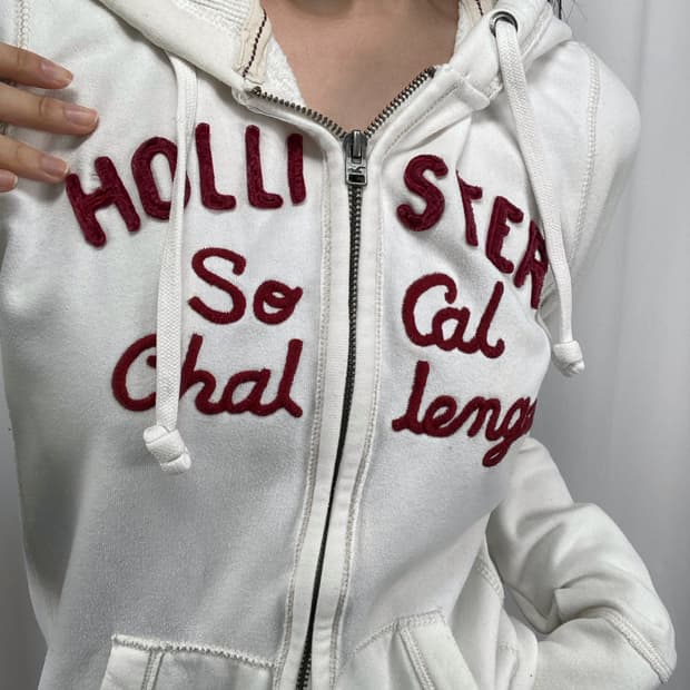 홀리스터 스펠아웃 화이트 후드집업