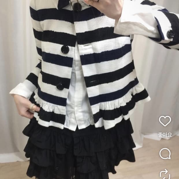 일본 빈티지 프릴 스트라이프 자켓