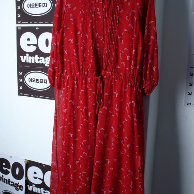 W(M-L) 유니클로 드레스 원피스 블라우스 플라워패턴 레드-H34999