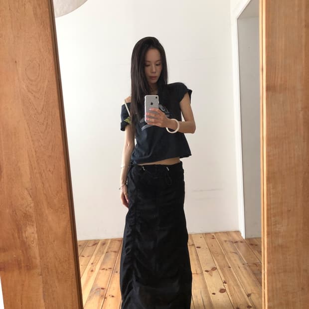 릿킴 GATHER LINEN MAXI SKIRT