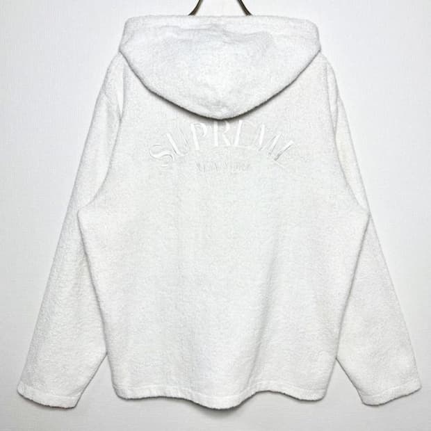 슈프림 자수 로고 화이트타올 후드집업