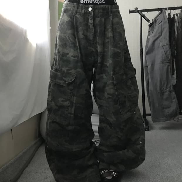 카모 와이드핏 카고팬츠