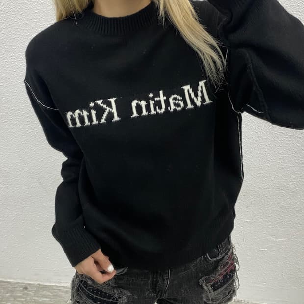 마뗑킴 스펠아웃 블랙 니트 S