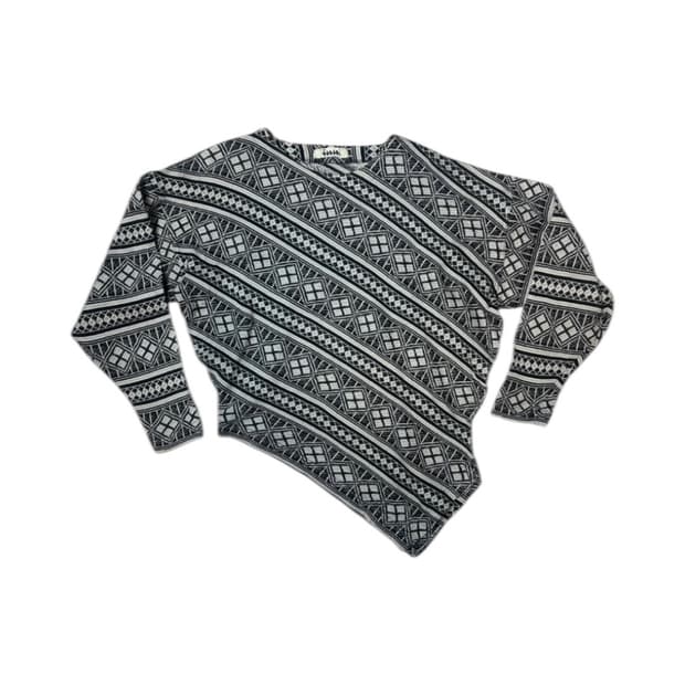 T062 빈티지 80-90s 이세이미야케 플랜테이션 자카드 비대칭 니트