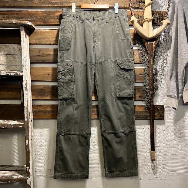 [32]칼하트 USA 모스그린 립스탑 더블니 워크 카고 팬츠