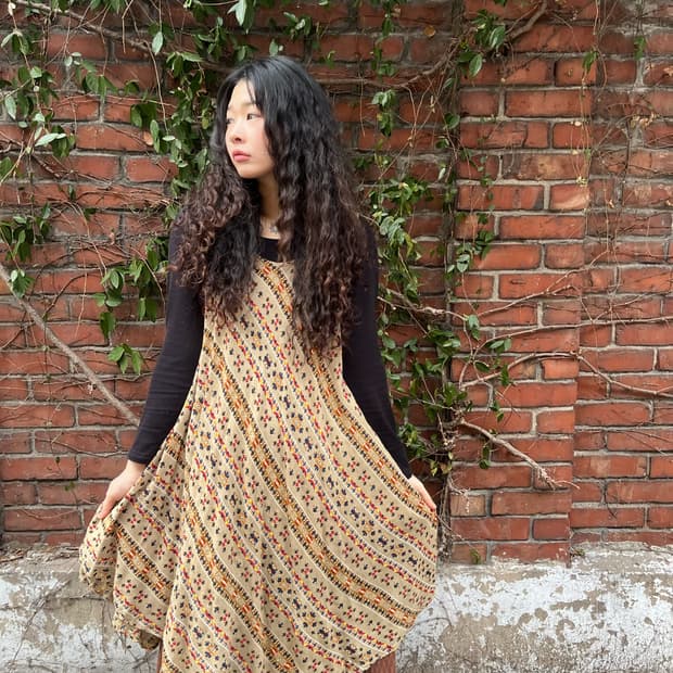 히피 패턴 민소매 원피스