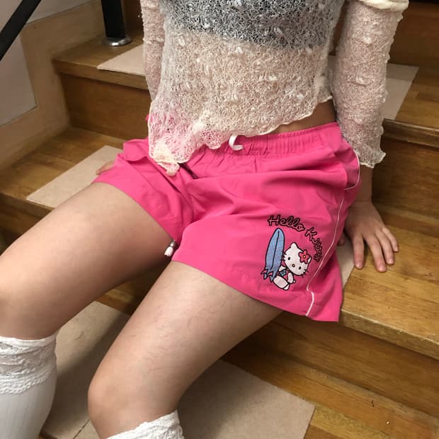 빈티지 헬로키티 핫핑크 팬츠