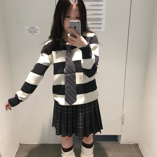 빈티지 폴로 스트라이프 코디세트 