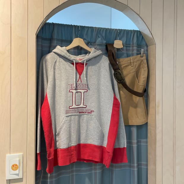 일본빈티지 디테일 프린팅후드