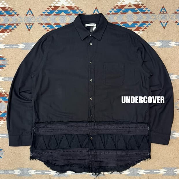 [2][M] 언더커버 엠브로이더드 디자인 플레이드 셔츠 