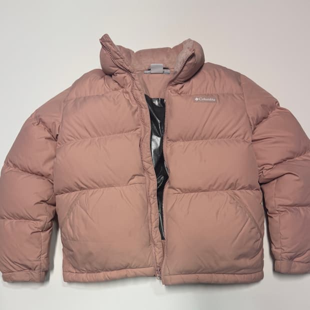 여성 키즈 컬럼비아 발열 핑크 구스다운 패딩 150
