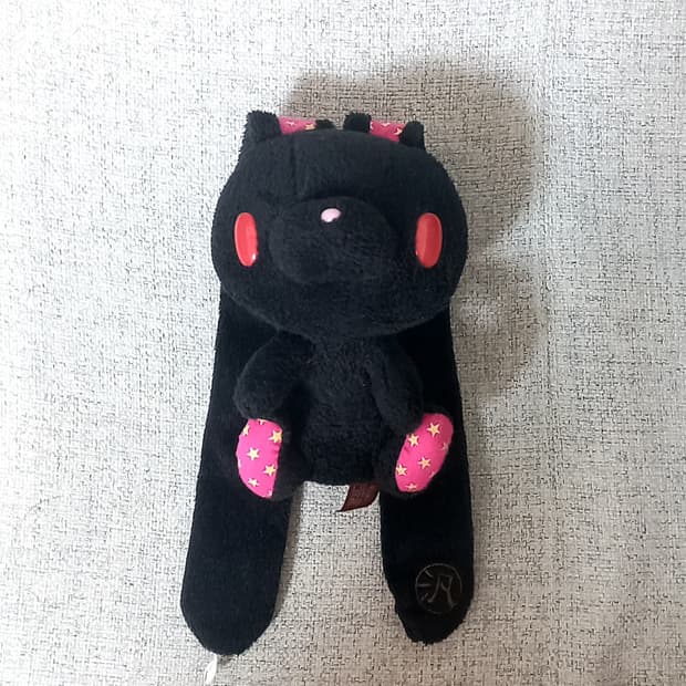 고전 빈티지 범용토끼 블랙 검정 핑크 별 무늬 인형