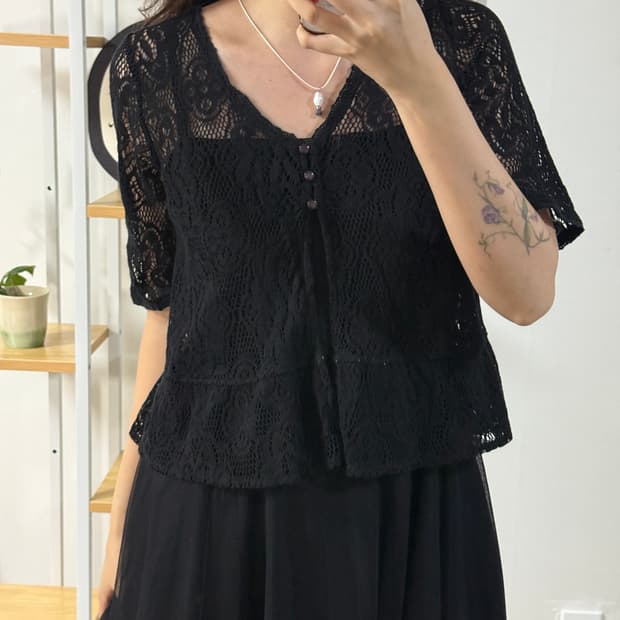 black 크로셰 가디건