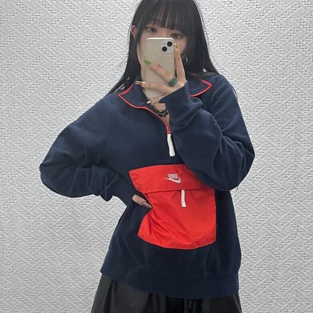 나이키 올드스쿨 레트로 00's 반집업 후리스 맨투맨 L C09536